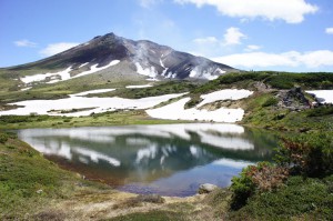 Mt. Asahidake reflected in Kagami Pond       